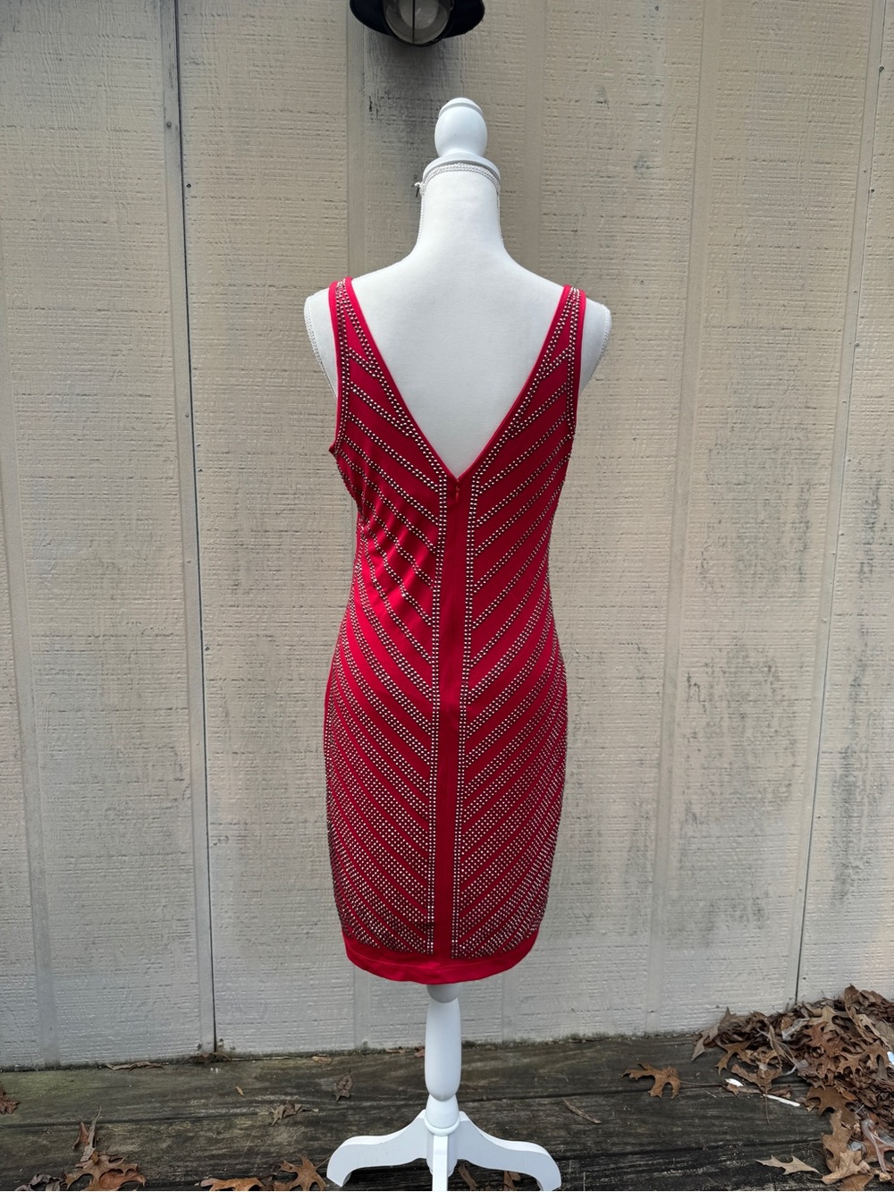 Cache Red Beaded Mini Dress - Picture 5 of 6